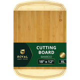 ROYAL CRAFT WOOD Wooden Cutting Boards for Kitchen Appliances - Non Toxic Bamboo Wood Cutting Board Set with Deep Juice Groove, Side Handles, Charcuterie & Butcher Block for Meat, Meal Prep & Serving