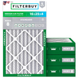 Filterbuy 16x25x1 Air Filter MERV 8 (MPR 700) Dust Defense Replacement (4-Pack), Electrostatic Pleated HVAC AC Furnace Filters, Made in USA (Actual Size: 15.50 x 24.50 x 0.75)