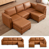 Modern Sectional Sofa,Faux Leather Modular Sectional Couchs with Storage
