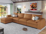 EASE MOOSE Modular Sectional Sofa, Leather Sectional Couch, Deep Brown