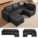 Modern Sectional Sofa,Faux Leather Modular Sectional Couchs with Storage