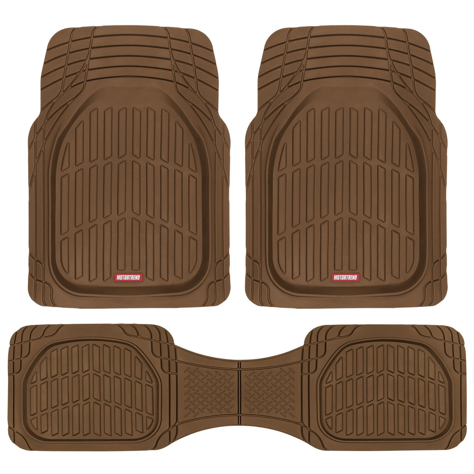 Motor Trend FlexTough Floor Mats for Cars, Black Deep Dish All-Weather Car Mats, Waterproof Trim-to Fit Automotive Floor Mats for Cars Trucks SUV, Universal Floor Liner Car Accessories