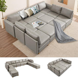 Modern Sectional Sofa,Faux Leather Modular Sectional Couchs with Storage