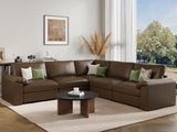 EASE MOOSE Modular Sectional Sofa, Leather Sectional Couch, Deep Brown