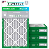 Filterbuy 16x25x1 Air Filter MERV 8 (MPR 700) Dust Defense Replacement (4-Pack), Electrostatic Pleated HVAC AC Furnace Filters, Made in USA (Actual Size: 15.50 x 24.50 x 0.75)