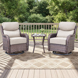 Luxury Swivel Rocker Chairs Fire Pit Set with 6" Thick Cushion 10 piece Wicker Outdoor Patio Chair with Sofa and Ottoman,Comfortable High Back Outdoor Patio Furniture Set - Brown | Gray