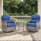 Luxury Swivel Rocker Chairs Fire Pit Set with 6" Thick Cushion 10 piece Wicker Outdoor Patio Chair with Sofa and Ottoman,Comfortable High Back Outdoor Patio Furniture Set - Brown | Gray