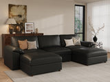 EASE MOOSE Modular Sectional Sofa, Leather Sectional Couch, Deep Brown