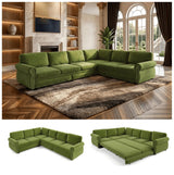 88" Sectional Couches for Living Room, 5-Seater Sofa Bed Chenille Pull Out Sofa Bed, Chesterfield L Shaped Sleeper Sofa, Oversized Pull Out Couch with Nailhead Trim King Size Sectional Sofa, DarkGray