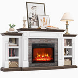 Naice 72" Electric Fireplace with Mantel Fireplace TV Stand for Living Room