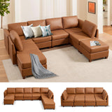 Modern Sectional Sofa,Faux Leather Modular Sectional Couchs with Storage