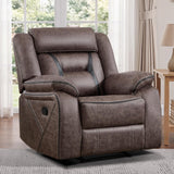 EBELLO Faux Leather Recliner Sofa Furniture Set for Living Room, Recliner Chair, Manual Loveseat, 3 Seat Recliniing Sofa Couch Set for Meeting Room, Brown