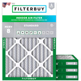 Filterbuy 16x25x1 Air Filter MERV 8 (MPR 700) Dust Defense Replacement (4-Pack), Electrostatic Pleated HVAC AC Furnace Filters, Made in USA (Actual Size: 15.50 x 24.50 x 0.75)