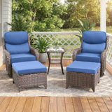 Luxury Swivel Rocker Chairs Fire Pit Set with 6" Thick Cushion 10 piece Wicker Outdoor Patio Chair with Sofa and Ottoman,Comfortable High Back Outdoor Patio Furniture Set - Brown | Gray