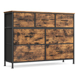 SONGMICS Dresser for Bedroom, Chest of Drawers, TV Stand, Steel, MDF, 5 Non-Woven Fabric Drawers, Storage Organizer Unit, Closet, Entryway, Ink Black and Ebony Black ULGS322B01S