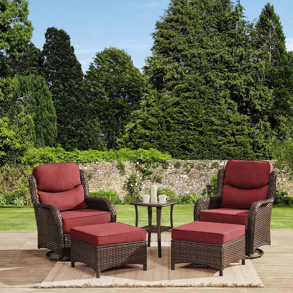 HILLGA Luxury 5 PCS Outdoor Swivel Rocker Patio Chairs of 2