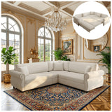 88" Sectional Couches for Living Room, 5-Seater Sofa Bed Chenille Pull Out Sofa Bed, Chesterfield L Shaped Sleeper Sofa, Oversized Pull Out Couch with Nailhead Trim King Size Sectional Sofa, DarkGray