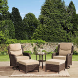 HILLGA Luxury 5 PCS Outdoor Swivel Rocker Patio Chairs of 2
