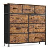 SONGMICS Dresser for Bedroom, Chest of Drawers, TV Stand, Steel, MDF, 5 Non-Woven Fabric Drawers, Storage Organizer Unit, Closet, Entryway, Ink Black and Ebony Black ULGS322B01S
