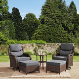 HILLGA Luxury 5 PCS Outdoor Swivel Rocker Patio Chairs of 2