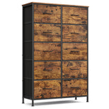 SONGMICS Dresser for Bedroom, Chest of Drawers, TV Stand, Steel, MDF, 5 Non-Woven Fabric Drawers, Storage Organizer Unit, Closet, Entryway, Ink Black and Ebony Black ULGS322B01S