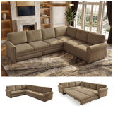 88" Sectional Couches for Living Room, 5-Seater Sofa Bed Chenille Pull Out Sofa Bed, Chesterfield L Shaped Sleeper Sofa, Oversized Pull Out Couch with Nailhead Trim King Size Sectional Sofa, DarkGray