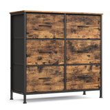 SONGMICS Dresser for Bedroom, Chest of Drawers, TV Stand, Steel, MDF, 5 Non-Woven Fabric Drawers, Storage Organizer Unit, Closet, Entryway, Ink Black and Ebony Black ULGS322B01S