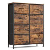 SONGMICS Dresser for Bedroom, Chest of Drawers, TV Stand, Steel, MDF, 5 Non-Woven Fabric Drawers, Storage Organizer Unit, Closet, Entryway, Ink Black and Ebony Black ULGS322B01S