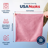 USANOOKS Microfiber Cleaning Cloth Grey - 12 Pcs (12.5"x12.5") - High Performance - 1200 Washes, Ultra Absorbent Microfiber Towel Weave Grime & Liquid for Streak-Free Mirror Shine - Car Washing Cloth