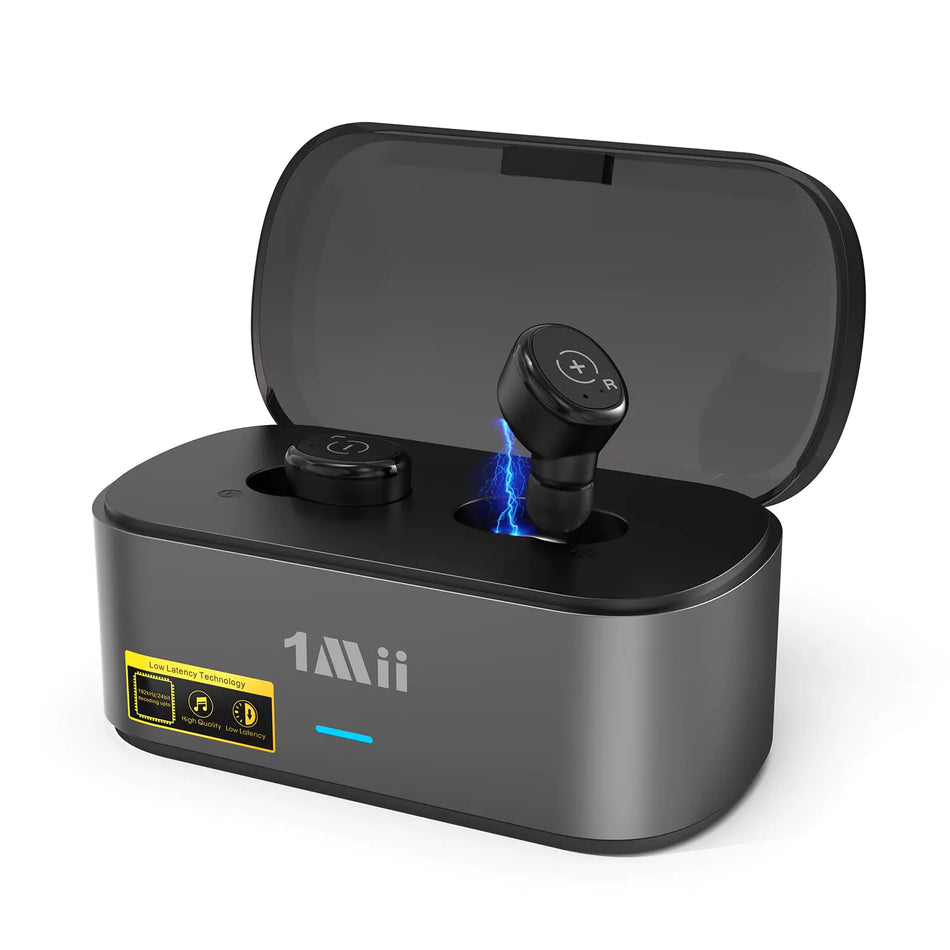 1Mii True Wireless Earbuds for TV Listening TV Headphones Wireless for Seniors with Transmitter Charging Base 2.4G Low Latency Plug and Play for Optical AUX RCA Ported Television