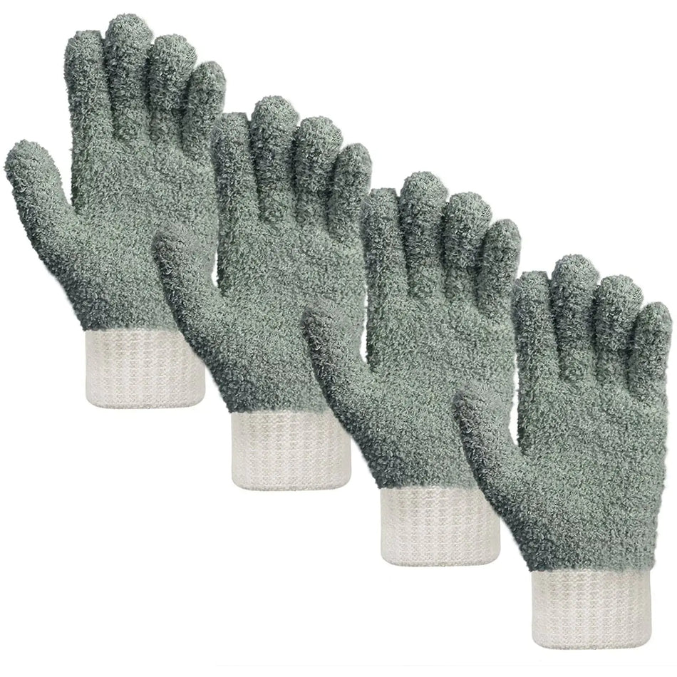 MIG4U Microfiber Dusting Gloves House Cleaning Glove for Blinds Windows Shutters Furniture and Car Reusable Lint-Free Gray 2 Pairs S/M