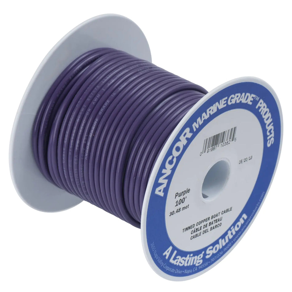 Ancor 106702 Marine Grade Electrical Primary Tinned Copper Boat Wiring (12-Gauge Purple 25-Feet)