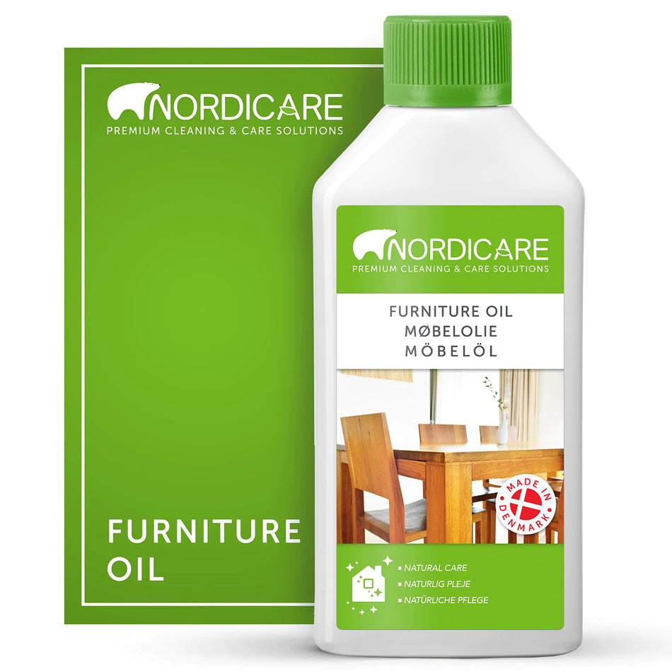 Nordicare Wood Oil Colorless - Premium Walnut Oil Teak Oil Wood Oil Furniture for Oak Beech Teak Walnut Pine Larch - Natural Furniture Wood Oil - Made in Denmark - for Indoor Use (9.3 oz)