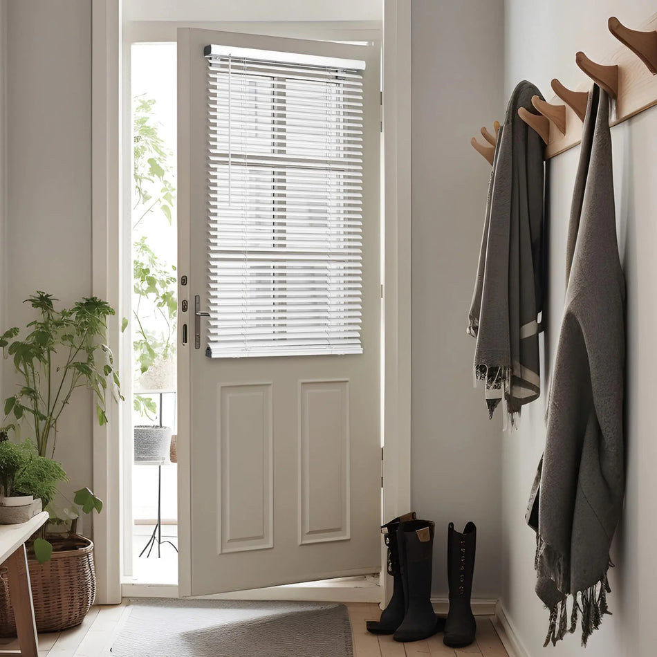 No Tool 12BOTTLE 1" Magnet Mini Blinds for Metal Steel Doors 25" W x 42" H White Door Blinds for Door Window Blinds for Office Laundry Room Home by REGAL ESTATE