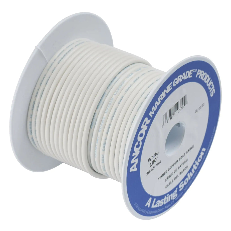 Ancor 106902 Marine Grade Electrical Primary Tinned Copper Boat Wiring (12-Gauge White 25-Feet)